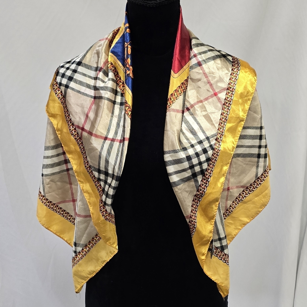 Vtg women scarf old money royalty Barocco ornate‎ horses equestrian
